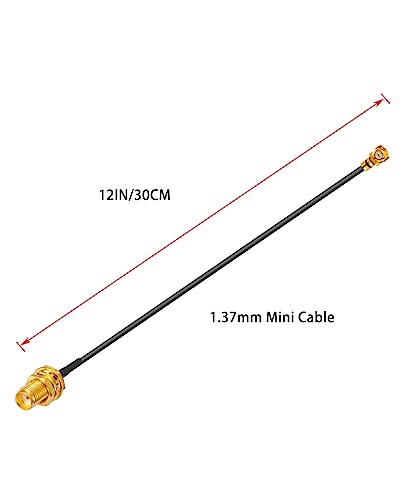 Vecys 2PCS U.FL IPEX to SMA Female Low Loss Coaxial Cable 12" /30CM U.fl/IPEX 1.37mm Mini-Coaxial Pigtail Cable for Wireless Routers Mini PCIE Network Cards PCI Wi-Fi WAN Repeater - Image 2