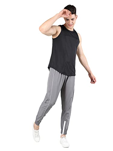 Image of CHKOKKO Men's Regular Fit Mid Rise Solid Sports Running Gym Track Pant Lower With Pocket