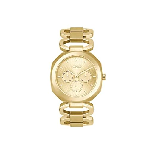 HUGO Reloj Analógico de Cuarzo multifunción para Mujer con Correa en Acero Inoxidable Dorado - 1540150