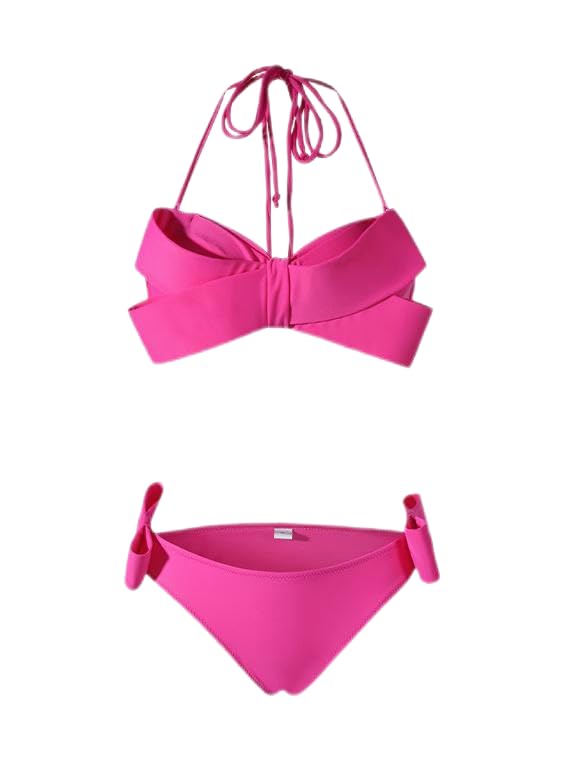 Pure Desire Wind White Stereoscopic Big Bow hot Girl Small Breast Steel Support Bikini