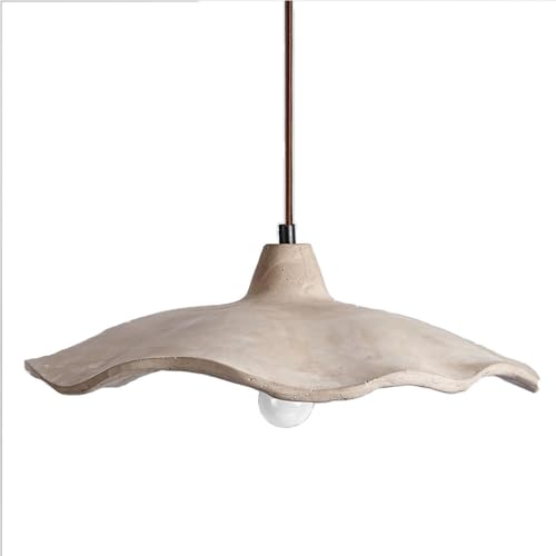 Lustre béton minimaliste et suspension fleur grise pour plafond salon