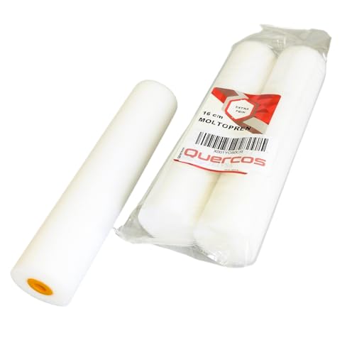 Quercos Pack 2 Recambio Rodillo Pintura Poro 0 - Rodillo Espuma de 15 cm borde plano - Mini Rodillos Pintar para laca al agua y disolventes ligeros. Esponja Recambio Poliester. (Espuma, 15 cm)