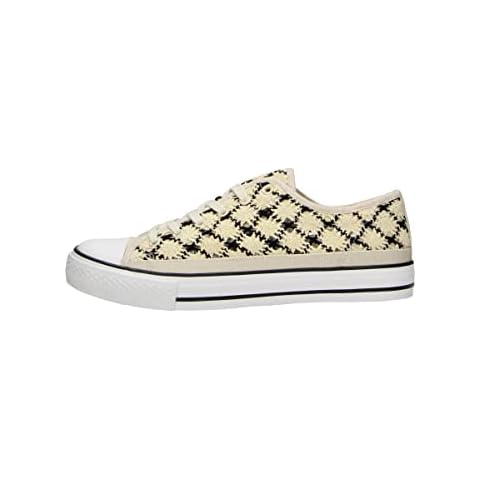 Nina Women's Plus Size Trainers in Beige and Black Cover