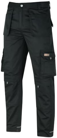 WrightFits Men Pro-11 Work Trousers Black - Heavy Duty Safety Combat Cargo Pant - Multi Pockets & Knee Pad Pockets - Triple Stitched -Durable Work wear (28W-48W)