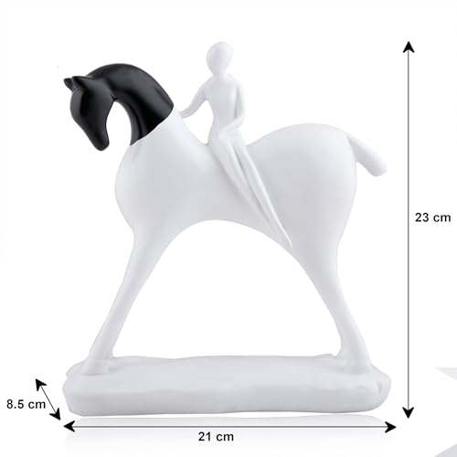 Image of Xtore Modern Artistic Horse and Rider Figurine | Resin Home Decor Accent | Unique Art Piece for Living Room, Office, or Entryway | Elegant and Sleek Design