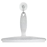 iDesign Rasqueta limpiacristales para cabinas de ducha, limpiaventanas grande de plástico, limpiador de cristales con ventosa para colgar, transparente