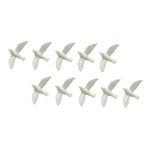Anneome Kleine Weiße Taube Modell Desktop-Zubehör Weißes 10 Stück Feen-Tierfiguren Taubenfigur Masse Friedenstaube Statue Mini-Hauszubehör Künstliche Taube