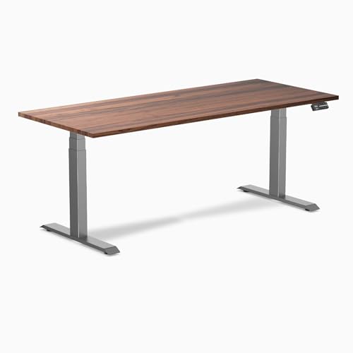 Image of Desky Dual Hardwood Sit Stand Desk - 72x30 Adjustable Standing Desk - Ergonomic Sit & Stand Up Desk - Electric Standing Desk - Adjustable Height Sit Stand Desk - Walnut Real Wood Desk
