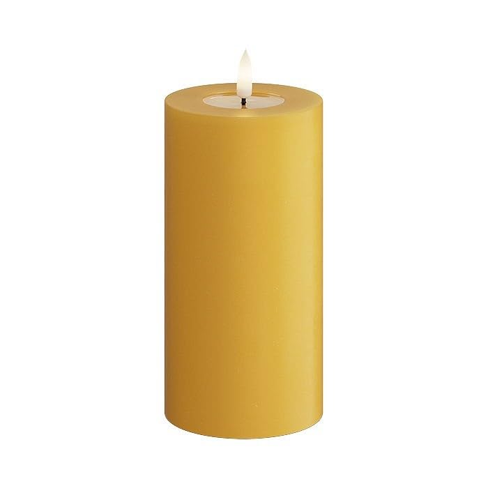 Deluxe Homeart Indoor Flameless LED Wax Candle - Ochre Yellow - with Real Flame™ Technology - Battery Powered Candle with 400+ Hour Battery Life (7.5 x 15 cm), RF-04-- — image 1