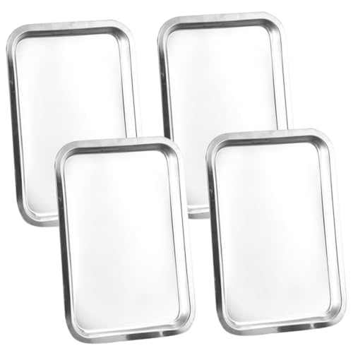 MAGICLULU 4Pcs Stainless Steel Plate Dinnerware for Self Feeding Camping Outdoor Use Reusable Metal Dishes for Boys