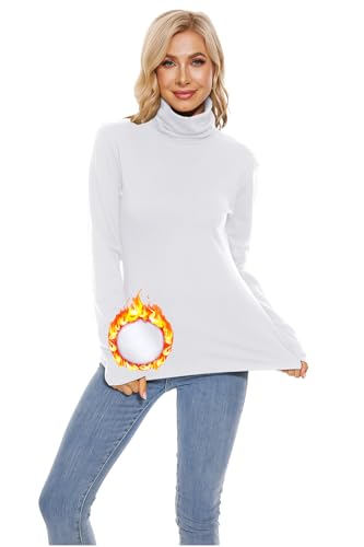 Image of TAIPOVE Cotton Fleece Lined Turtleneck Top for Women Long Sleeve Mock Turtle Neck Lightweight Sweater Thermal Underwear Shirt