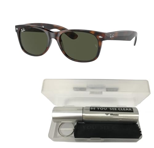 Ray-Ban RB2132 Sunglasses Bundle: RB 2132 NEW WAYFARER 902 New Wayfarer Tortoise G-15 Gre and Eyewear Cleaning Kit2