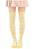 DAZCOS Striped Thigh High Socks Elastic Over The Knee Knit Stockings for Daily or Anime Cosplay...