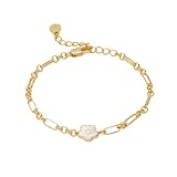 Alex and Ani Mother Of Pearl Daisy Charm Chain Bracelet