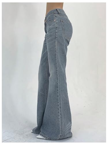 SOLY HUX Women's Low Rise Flare Leg Stretchy Denim Pants Y2k Going Out Bell Bottom Jeans2