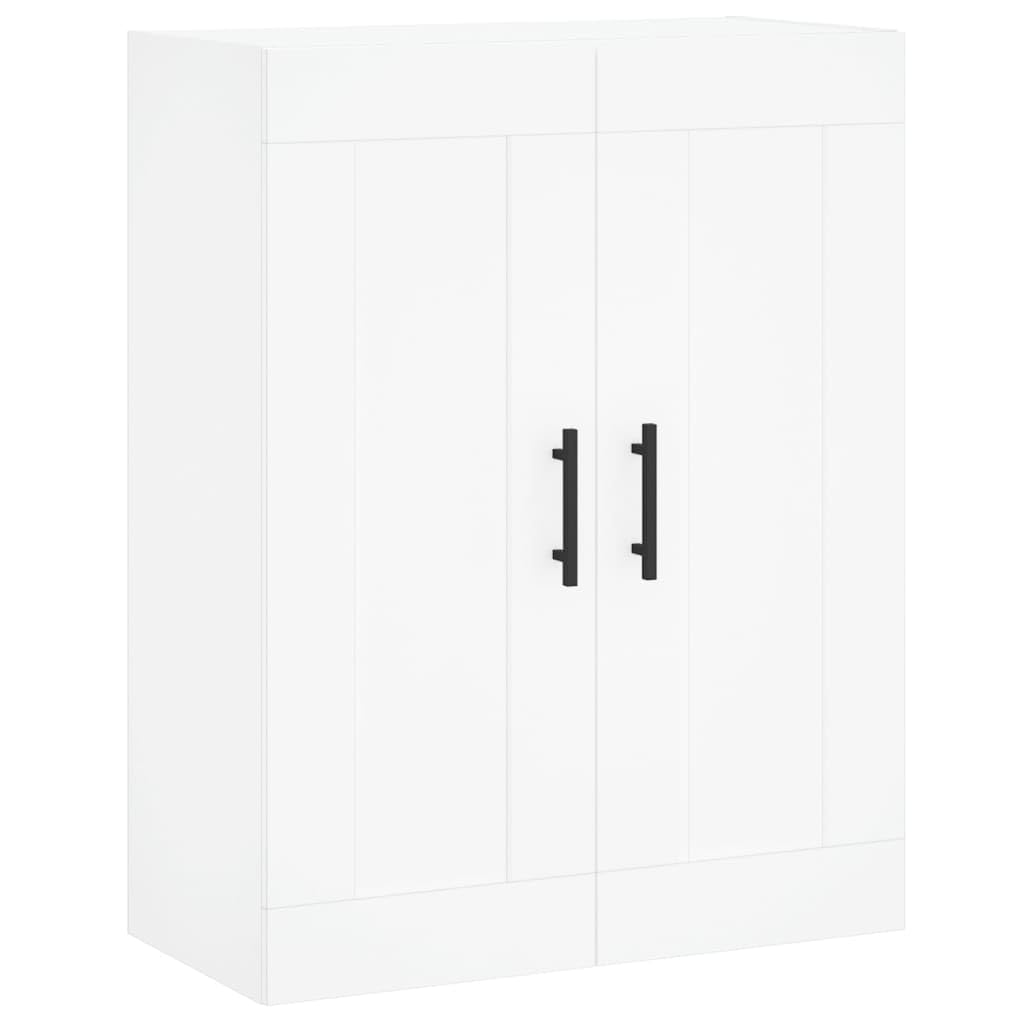 Meuble haut blanc en bois 69,5 x 34 x 180 cm avec pieds en fer, armoire de rangement pour salon, chambre à coucher, couloir, commode moderne, buffet avec portes et étagère
