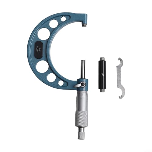 Image of Outside Micrometer 0-1 Inch With 0.0001 Resolution, Satin Chrome Bearing Steel Tool For Precise External Diameter Measurement In Blue(2-3in)