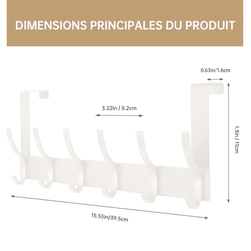 AUXHCYL Cintre au-dessus de la porte, universel, peu encombrant, crochet au-dessus de la porte, sans percer, barre à crochets au dessus la porte pour suspendre manteau, serviette, vêtements(Blanc) – vue 2