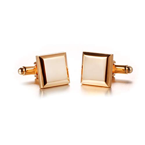 Mancuernillas cuadradas doradas para hombre KnBoB miniatura 2
