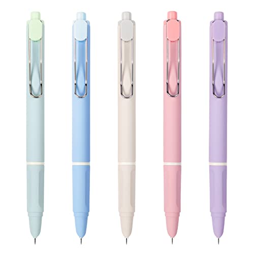 ALKALO Retractable Fountain Pen Extra Fine Nib Thermal Erasable Fountain Pen Set includes 5 Fountain Pens with Ink Converter and Blue Ink Bladder(Rabbit Candy Pen)