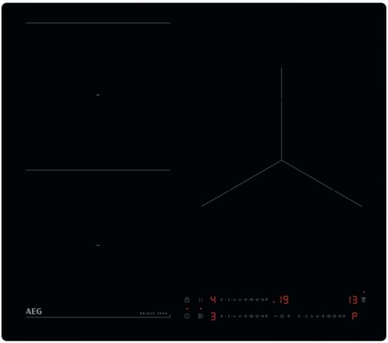 AEG TO63IQ0BIB 60cm Induction Hob with three cooking zones and touch controls.