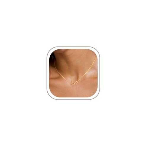 Freekiss Gold Pendant Necklace for Women: Dainty 14K Gold Filled Choker Necklace Simple Cute Paperclip Pendant Necklace Tiny Beaded Chain Neckalces Fashion Jewelry for Women Gifts