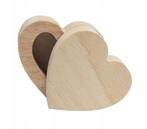 Wooden World - Petite boîte en bois en forme de cœur avec couvercle pour le stockage de petits objets