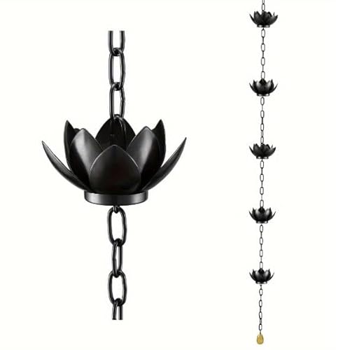 3.94Ft Lotus Rain Chains for Gutters - Decorative Copper Plated Cups with Adjustable S-Hook | Functional & Stylish Downspout Replacement | Outdoor Rain Chain Solution for Home Drainage