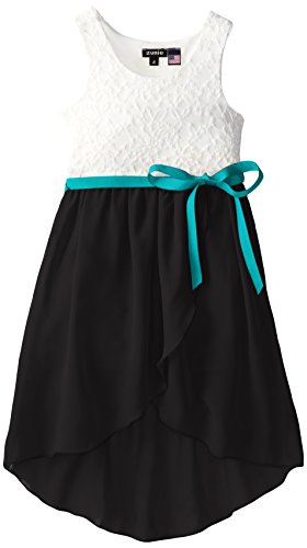 ZUNIE Big Girls' Lace and Chiffon Dress with Tulip Skirt