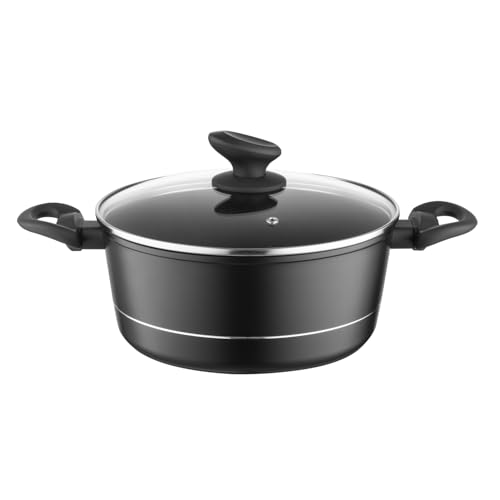 FLORINA Faitout Aluminium (4 l) I Diamètre de 24 cm I Marmite avec Couvercle en Verre DELUX I...