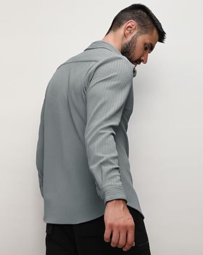 Image of Noble Monk Men's Regular Fit Casual Shirt |Full Sleeve| Polo Neck |Casual Shirts for Men