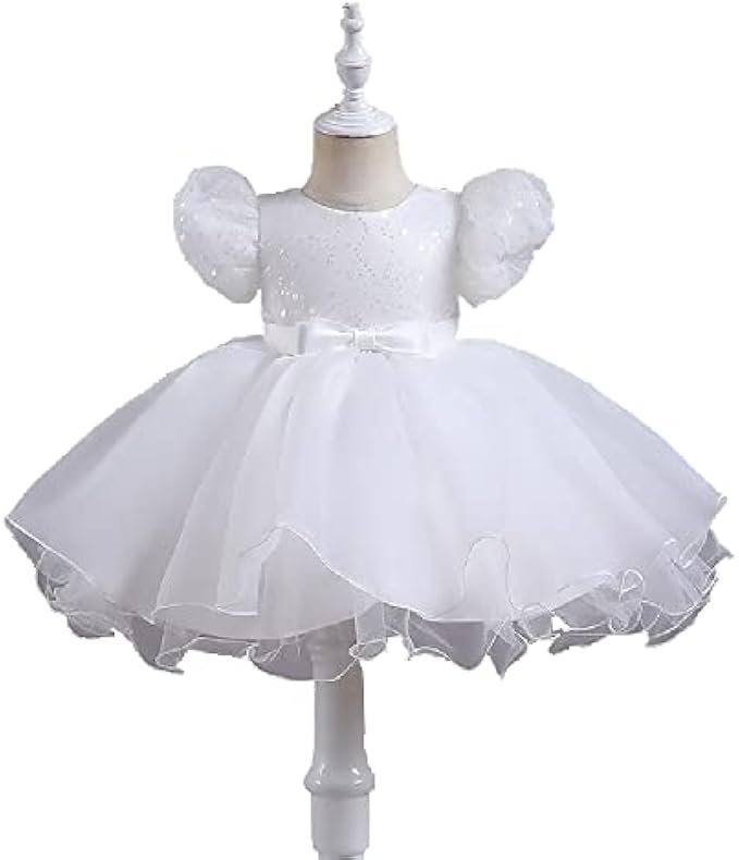 Quenny Summer new children full-year Princess dress sequined puff sleeve lace mesh bubble skirt dance performance dress
