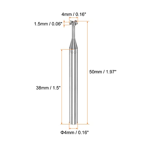 Image of HARFINGTON T Slot End Mill Milling Cutter 4mm Cutting 1.5mm Depth 4mm Shank Solid Carbide 4 Flutes for Aluminum Copper Zinc Alloy