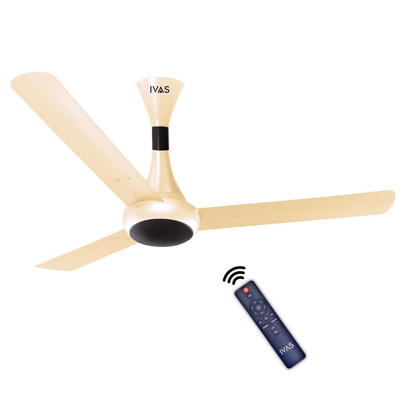 Image of IVAS Aerosport 1200 mm BLDC Ceiling Fan | Remote Control | BEE 5 star Rated,Upto 60% Energy Saving |6 Speed, 385 RPM,High Air Delivery with LED Indicators | 5 Year Warranty* (Pack of 1, Pearl Ivory)