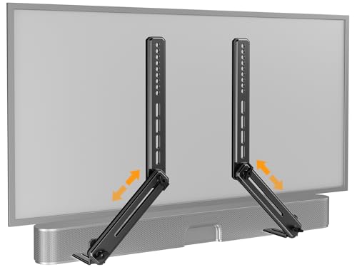 Perlegear Soundbar Mount with Adjustable Height, Sound bar Mount up to 15 lbs, Soundbar Mount Under or Above TV, Soundbar tv Mount Bracket with Detachable Long Extension Plates PGSM04B