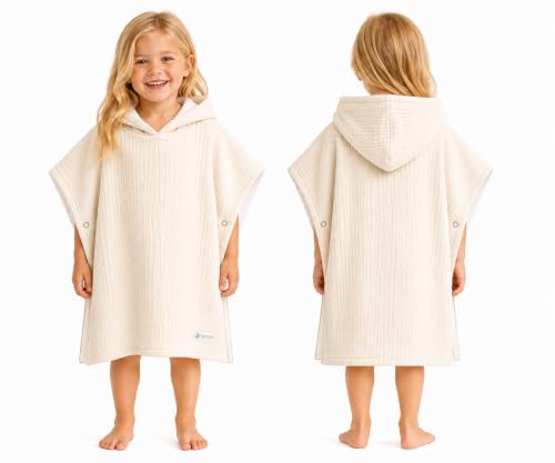 Image of Hooded Poncho Towel for Babies, Kids, and Toddlers - Versatile Swim and Bath Coverup for Beach and Pool Fun