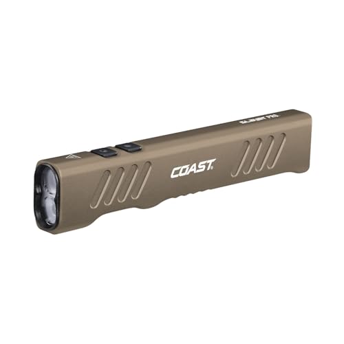 Coast Slayer 1150 Lumen USB-C Rechargeable LED Flashlight with Spot/Flood Memory Mode and Pocket Clip Dune