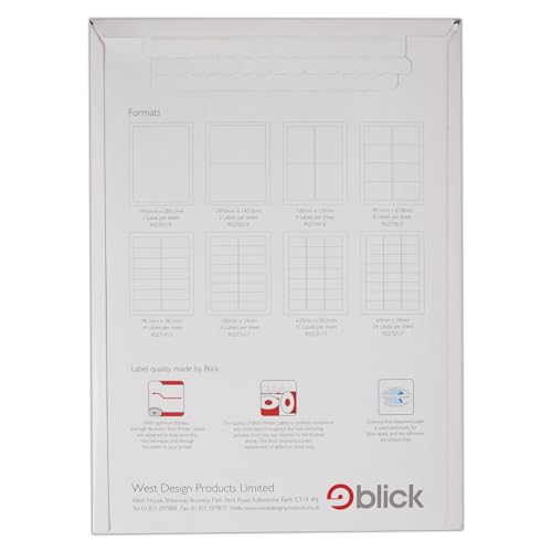 Blick Labels, White, 24 Up, Rectangular, 70mm x 35mm, 2400 Labels, for Home Office, Family, School - Image 3