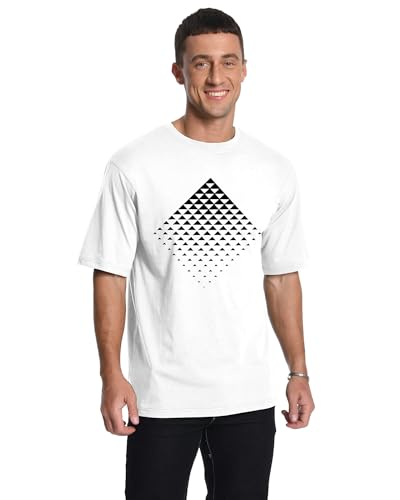 Mens Graphic T-Shirts Triangle Geometric Gradient Art Short Sleeve Summer Top Crewneck Casual Tees for Men White - Image 3