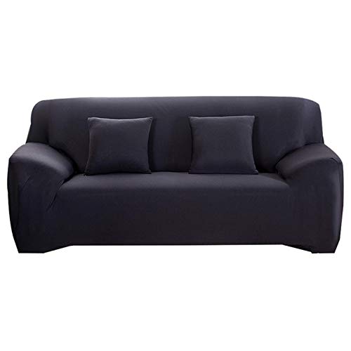 Housse de canapé en L extensible spandex noir | Revêtement moderne haute densité - 2