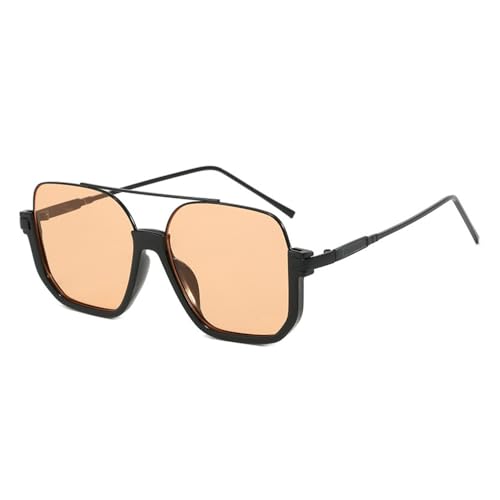 Heptagram Retro Oversized Aviator Sunglasses for Women Square Semi-Rimless Sun Glasses 70s Trendy Fashion Cute Shades