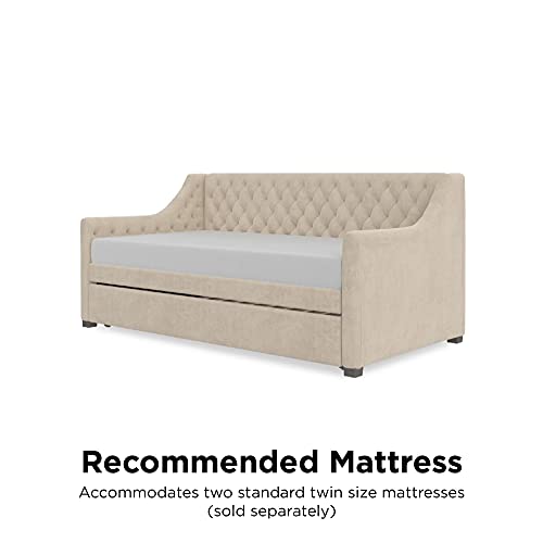 Little Seeds Ambrosia Diamond Tufted Upholstered Design Daybed and Trundle Set, Twin Size Frame, Ivory