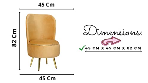 Image of Ottoman Stool for Living Room, Velvet Foot Rest Puffy for Sofa, Foot Stool for Sitting, Modern Puffy Chair for Bedroom, Metal Legs Ottoman for Home Decor, 32 inch Height (Chair-Beige)