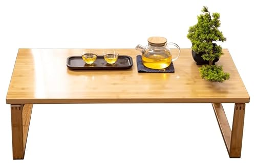 Table basse pliante japonaise en bois jaune rustique de 60x40x26 cm