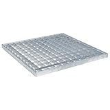vidaXL Gitter Silber 40 x 40 x 2 cm Feuerverzinkter Stahl, Garten und Terrasse, widerstandsfähiges Metallrost, praktische Rinne, modernes Design, urbaner Ablauffläche