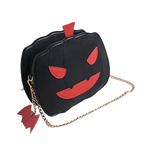 Crossbody Bag Halloween Pumpkin Messenger Bag Devil Shoulder Chain Bag for Women (Black)