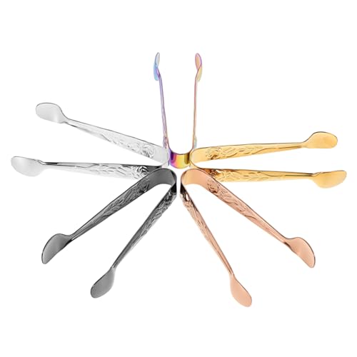 Garneck 5pcs Stainless Steel Tea Serving Tongs Mini Ice Clip for Sugar Cookies Ice Cubes