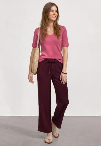 Street One Basic T-Shirt mit V-Neck in Unifarbe Blush Berry 34 – Ansicht 3