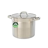 Salter Timeless 24cm Stockpot - Non-Stick Stainless Steel Cooking Pan, 9L, Includes Tempered Glass Lid & Steam Vent, Easy Carry Handles, Dishwasher Safe, Suitable for All Hobs Including Induction
