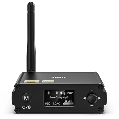 1Mii DS220 HiFi Bluetooth Receiver – Long Range Wireless Audio Adapter with Audiophile DAC, LDAC & aptX HD, OLED Display, Optical/Coaxial/RCA Outputs for Home Stereo & AV Receiver